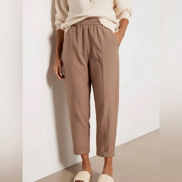 Varley Pants - Varley Cypress Turn Up Pant - Small - stretch twill tan brown drawstring tapered